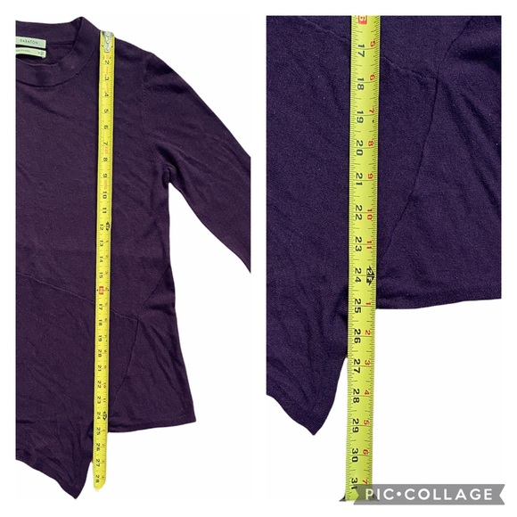 Artizia Babaton Plum Wool Linen Blend Tie Knot Front Asymmetrical Knit Sweater - Picture 7 of 8